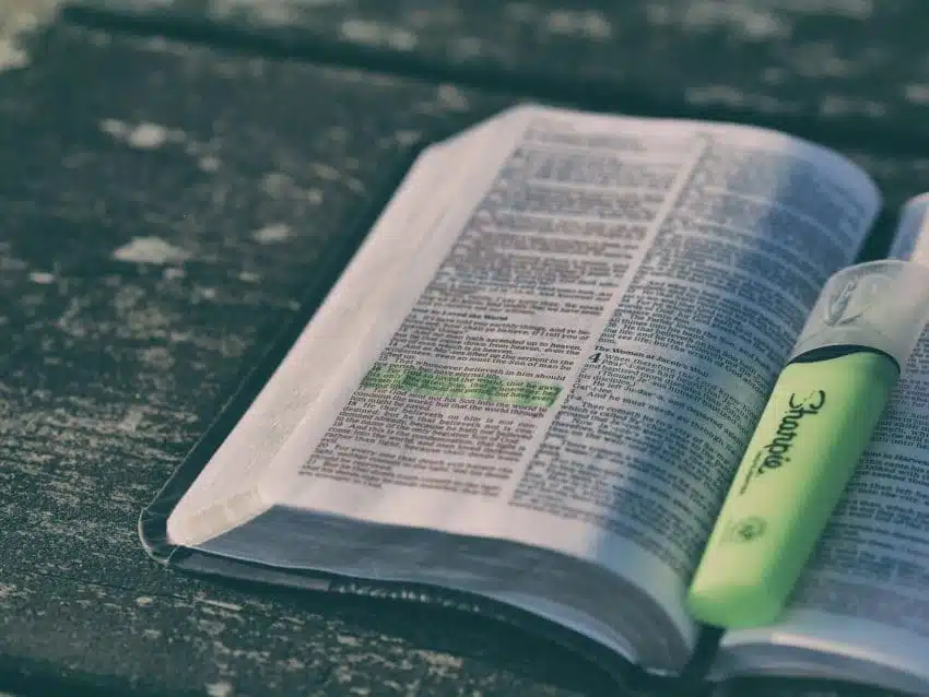 Yellow highlighting on book page