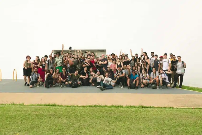 Group of university of the people students service learning