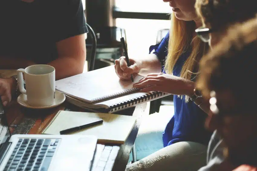 College students studying together and sharing ideas about how they study best